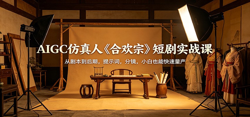 AIGC仿真人《合欢宗》短剧实战课：从剧本到后期，提示词，分镜，小白也能快速量产-紫橙资源网