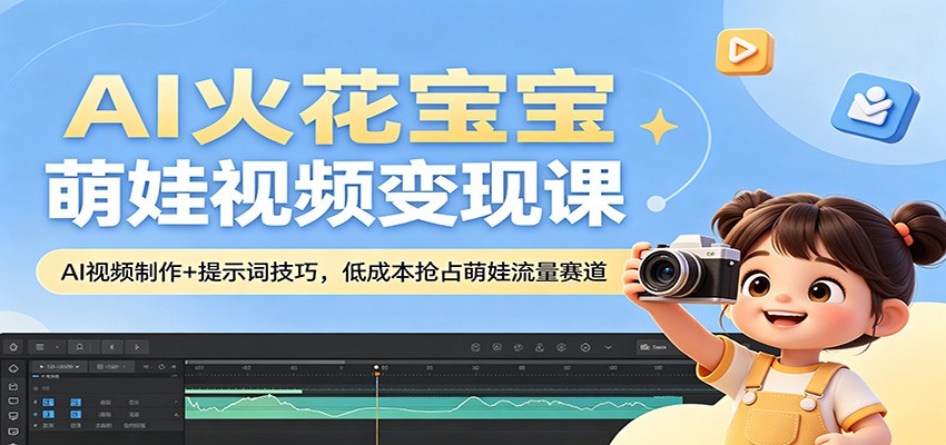 AI火花宝宝萌娃视频变现课：AI视频制作+提示词技巧，低成本抢占萌娃流量赛道-紫橙资源网