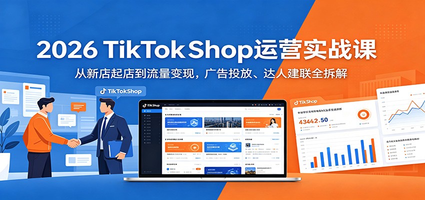 2026 TikTokShop运营实战课：从新店起店到流量变现，广告投放、达人建联全拆解-紫橙资源网