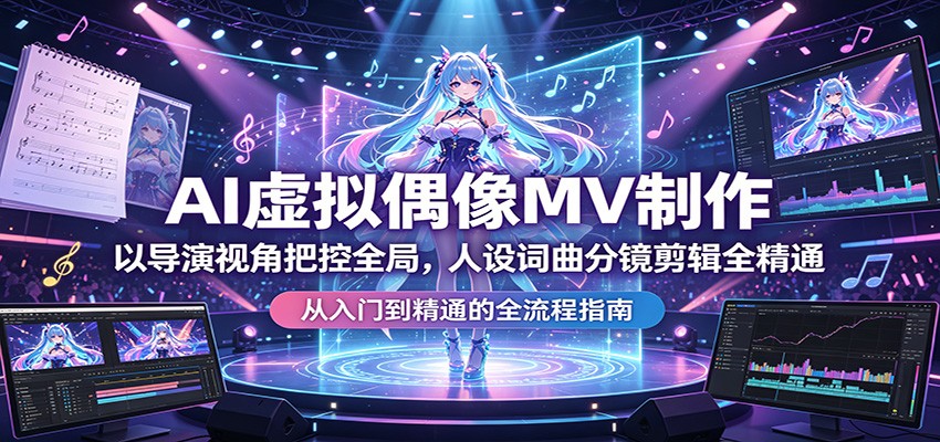 AI虚拟偶像MV制作：以导演视角把控全局，人设词曲分镜剪辑全精通-紫橙资源网
