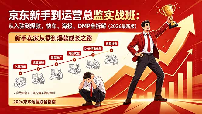 京东新手到运营总监实战班：从入驻到爆款，快车、海投、DMP全拆解，2026最新版-紫橙资源网