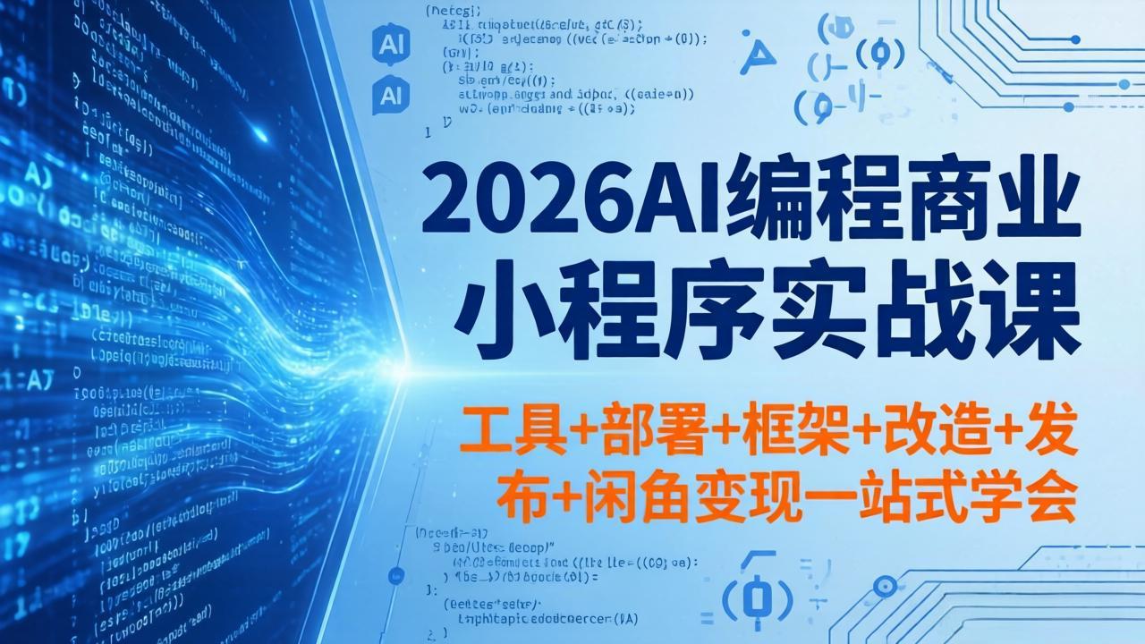 2026AI编程商业小程序实战课，工具+部署+框架+改造+发布+闲鱼变现一站式学会-紫橙资源网