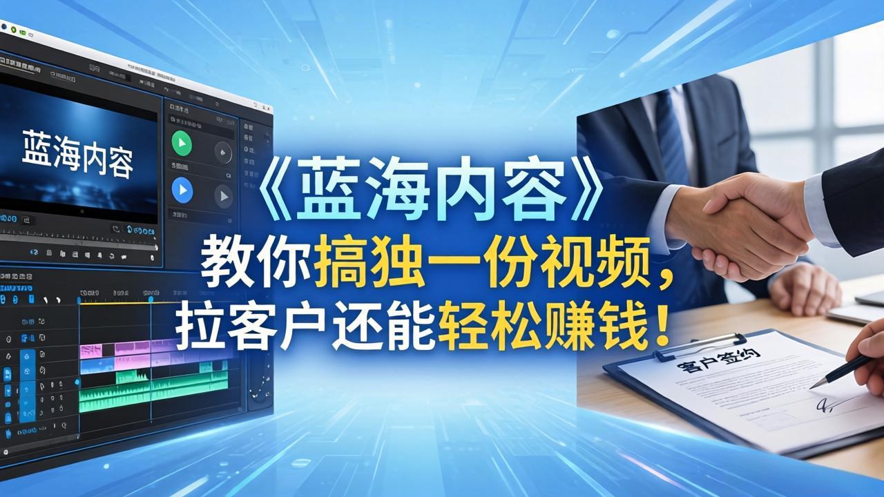 做视频卷不动了？《蓝海内容》教你搞独一份视频，拉客户还能轻松赚钱！-紫橙资源网