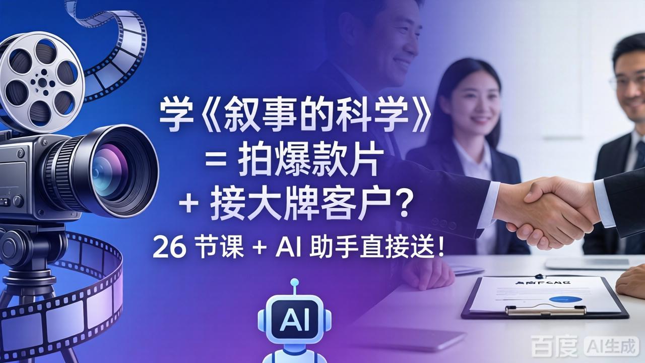 学《叙事的科学》= 拍爆款片 + 接大牌客户？26 节课 + AI 助手直接送！-紫橙资源网