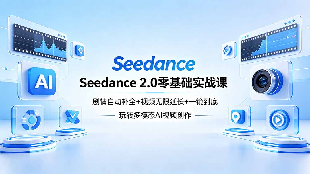 Seedance 2.0零基础实战课：剧情自动补全+视频无限延长+一镜到底：玩转多模态AI视频创作-紫橙资源网