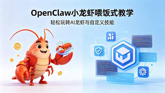 不用懂技术！OpenClaw小龙虾喂饭式教学，轻松玩转AI龙虾与自定义技能-紫橙资源网