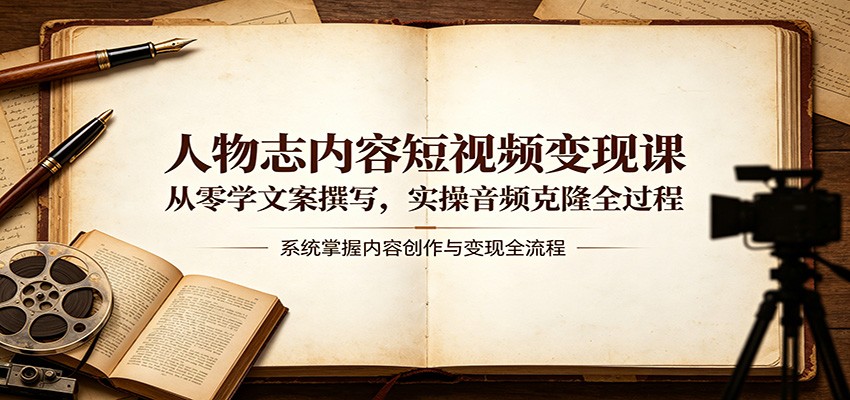 人物志内容短视频变现课：从零学文案撰写，实操音频克隆全过程-紫橙资源网