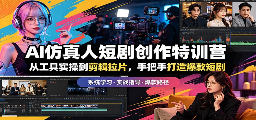 AI仿真人短剧创作特训营：从工具实操到剪辑拉片，手把手打造爆款短剧-紫橙资源网