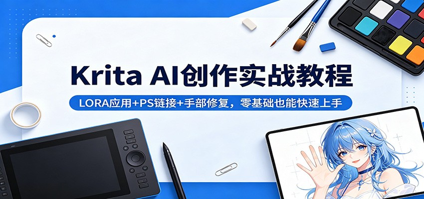 Krita AI创作实战教程：LORA应用+PS链接+手部修复，零基础也能快速上手-紫橙资源网