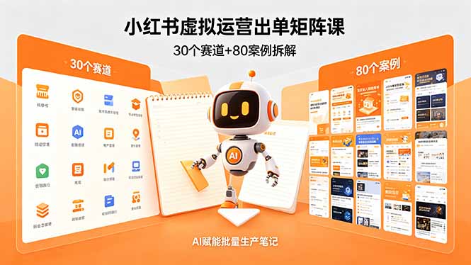 小红书虚拟运营出单矩阵课：30个赛道+80案例拆解，AI赋能批量生产笔记-紫橙资源网