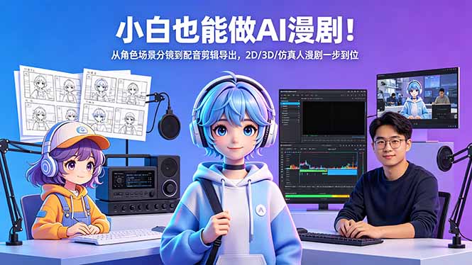 小白也能做AI漫剧！从角色场景分镜到配音剪辑导出，2D/3D/仿真人漫剧一步到位-紫橙资源网