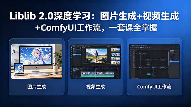 Liblib 2.0深度学习：图片生成+视频生成+ComfyUI工作流，一套课全掌握-紫橙资源网