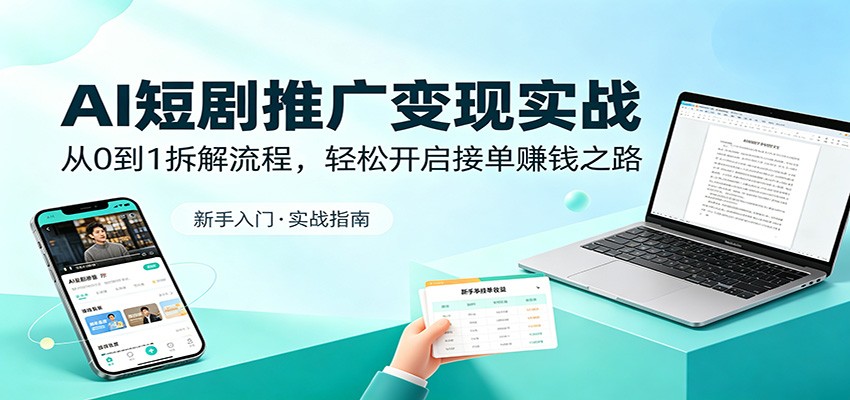 AI短剧推广变现实战：从0到1拆解流程，轻松开启接单赚钱之路-紫橙资源网