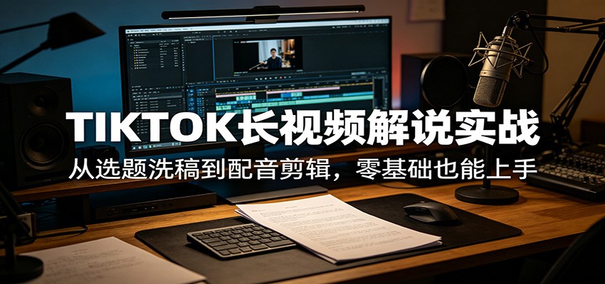 TIKTOK长视频解说实战：从选题洗稿到配音剪辑，零基础也能上手-紫橙资源网