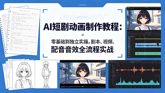 AI短剧动画制作教程：零基础到独立实操，剧本、视频、配音音效全流程实战-紫橙资源网