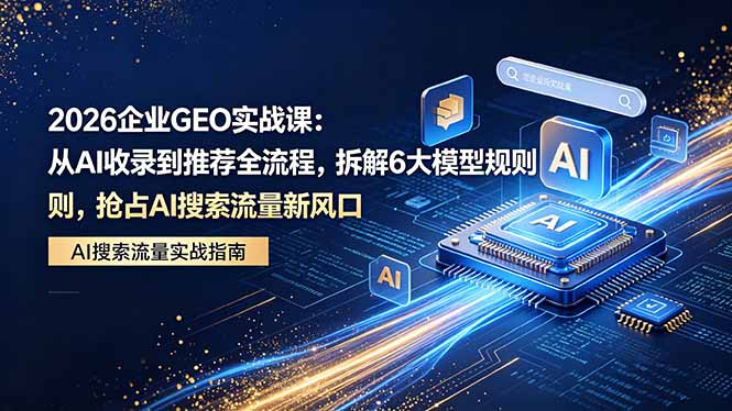 2026 企业GEO实战课：从AI收录到推荐全流程，拆解6大模型规则，抢占 AI 搜索流量新风口-紫橙资源网