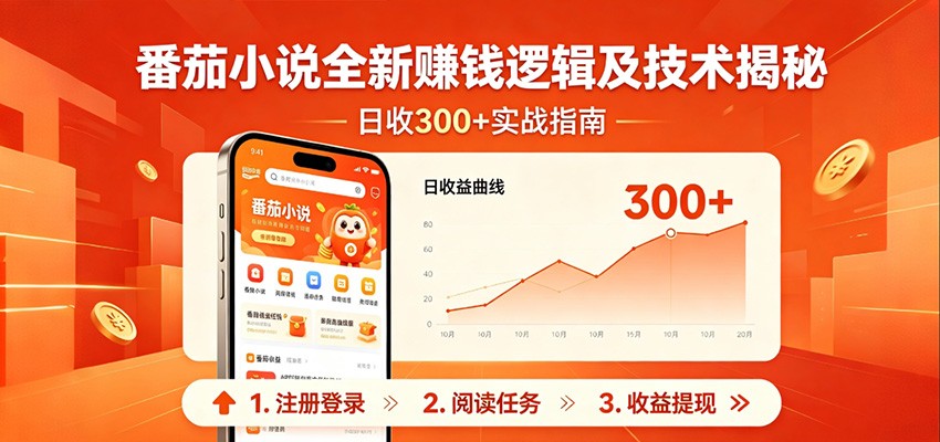 番茄小说全新赚钱逻辑及技术日收300+，小白新书皆可做！无脑赚就行了！-紫橙资源网