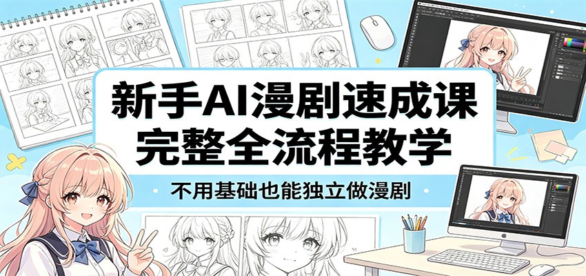新手AI漫剧速成课：完整全流程教学，不用基础也能独立做漫剧-紫橙资源网
