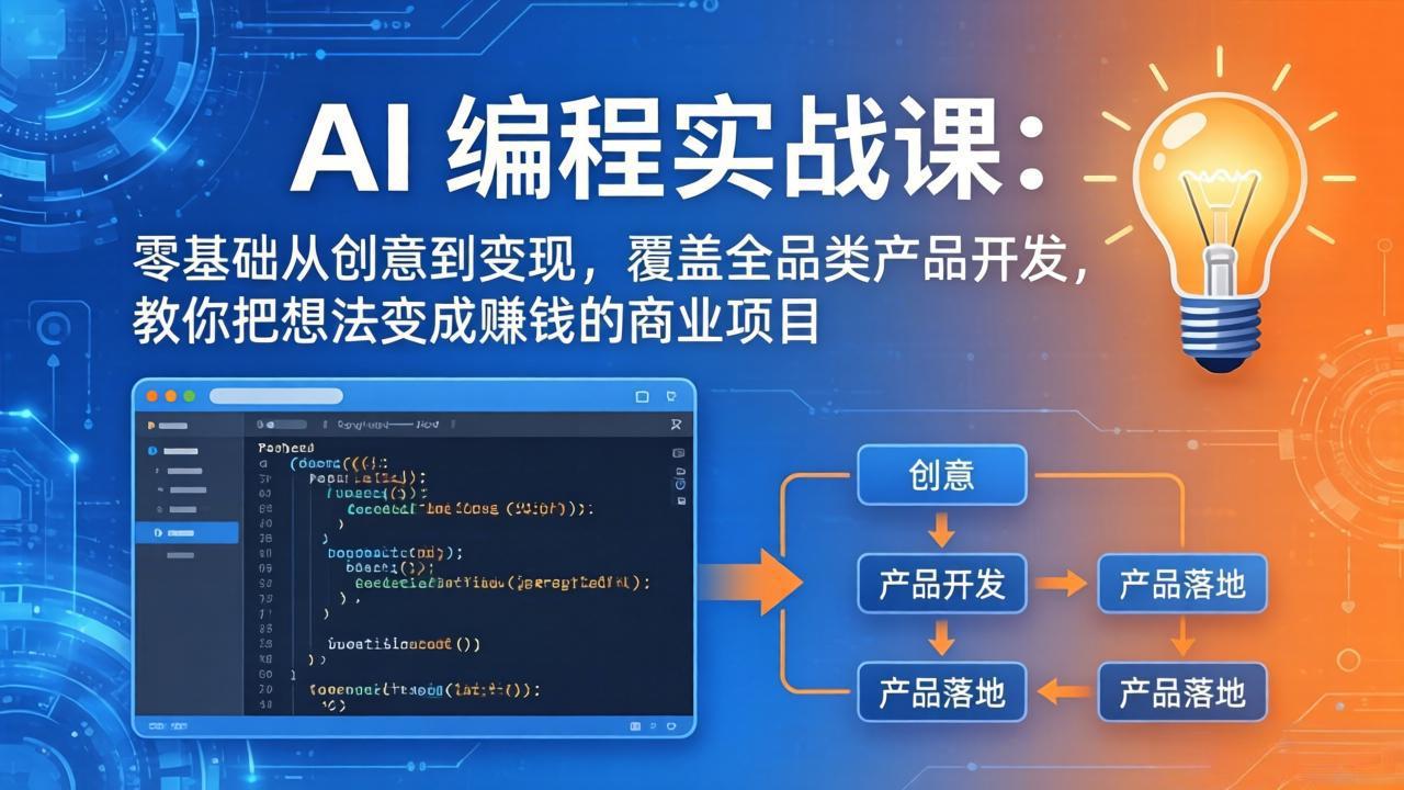 AI编程实战课-第三期-5月9更新：零基础从创意到变现，覆盖全品类产品开发，把想法变成赚钱项目-紫橙资源网