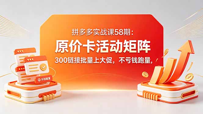 拼多多实战课58期：原价卡活动矩阵，300链接批量上大促，不亏钱跑量-紫橙资源网