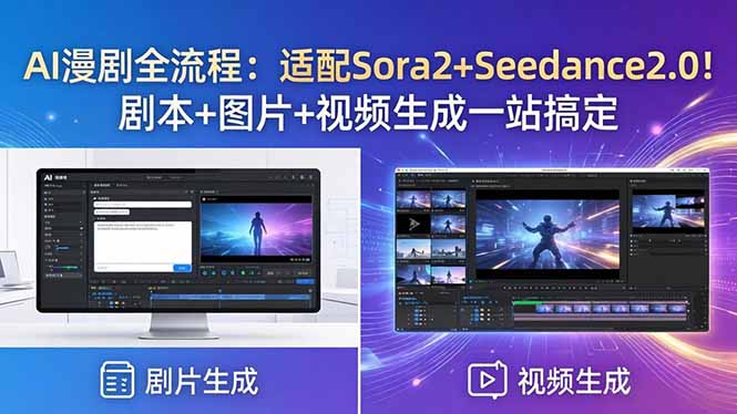 AI漫剧全流程:适配Sora2+Seedance2.0!剧本+图片+视频生成一站搞定-紫橙资源网