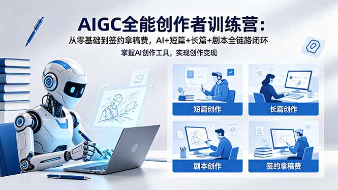 AIGC全能创作者训练营：从零基础到签约拿稿费，AI+短篇+长篇+剧本全链路闭环-紫橙资源网