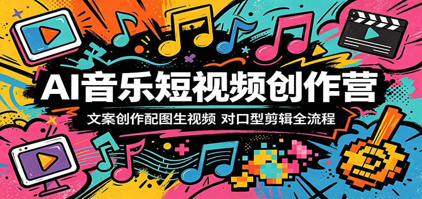 AI音乐短视频创作营:文案创作配图生视频,对口型剪辑全流程-紫橙资源网