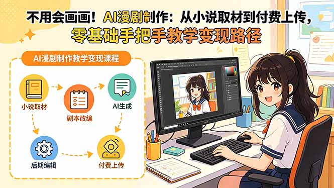 不用会画画!AI漫剧制作:从小说取材到付费上传,零基础手把手教学变现路径-紫橙资源网