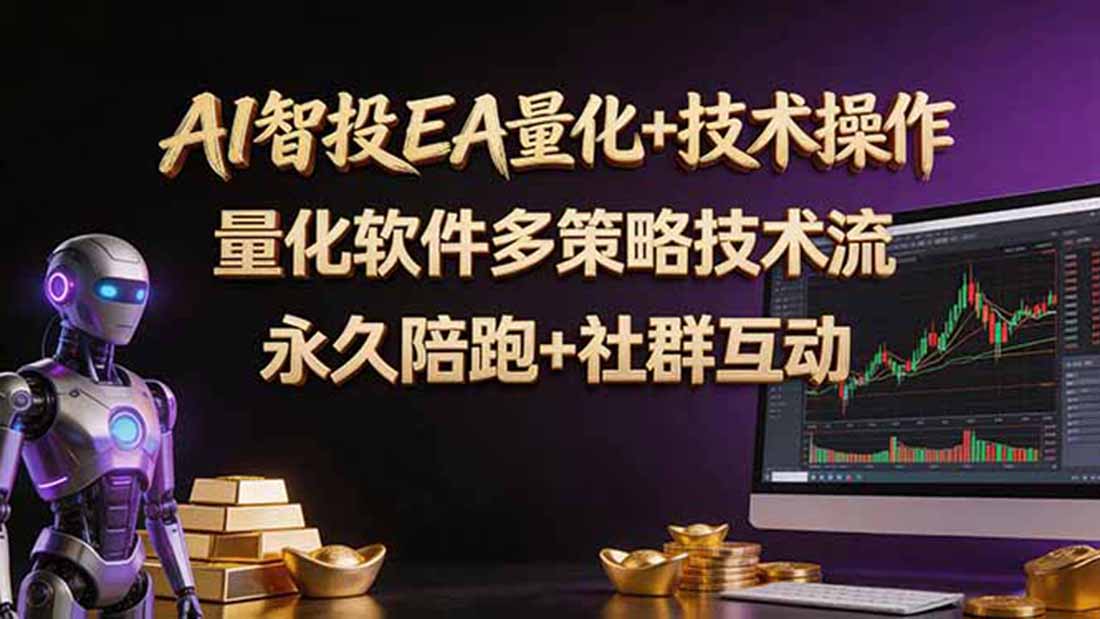 AI智投EA量化操作技术训练营,软件自动操作,简单学习轻松上入手日入30-100U-紫橙资源网
