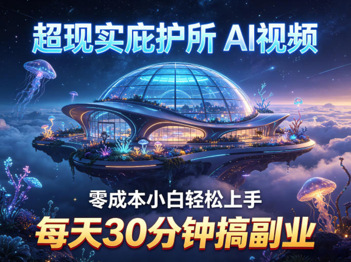 超现实庇护所AI视频项目拆解，零成本小白轻松上手，每天30分钟搞副业-紫橙资源网