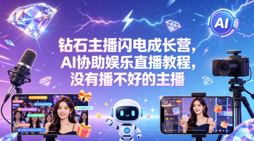 钻石主播闪电成长营，Al协助娱乐直播教程，没有播不好的主播-紫橙资源网