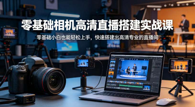 零基础相机高清直播间搭建实战课，小白也能轻松上手，快速搭建出高清专业的直播间-紫橙资源网
