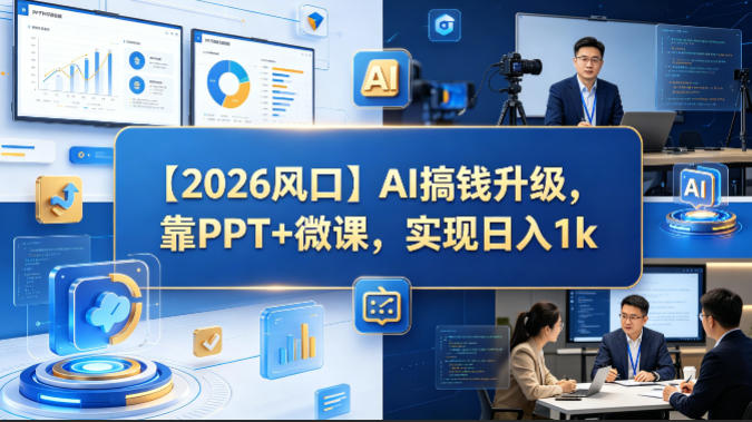 【2026风口】AI搞钱升级，靠PPT+微课，实现日入1k-紫橙资源网