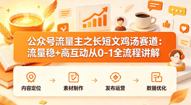 公众号流量主之长短文鸡汤赛道，流量稳+高互动，从0-1全流程讲解-紫橙资源网
