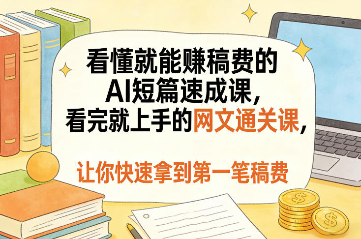 看懂就能賺稿费的AI短篇速成课，看完就上手的网文通关课，让你快速拿到第一笔稿费（更新4月）-紫橙资源网