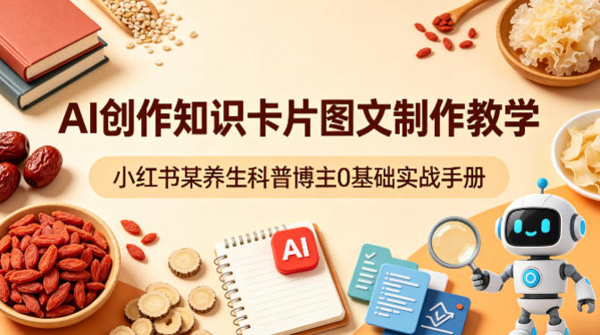 AI创作知识卡片图文制作教学，小红书某养生科普博主0基础实战手册-紫橙资源网