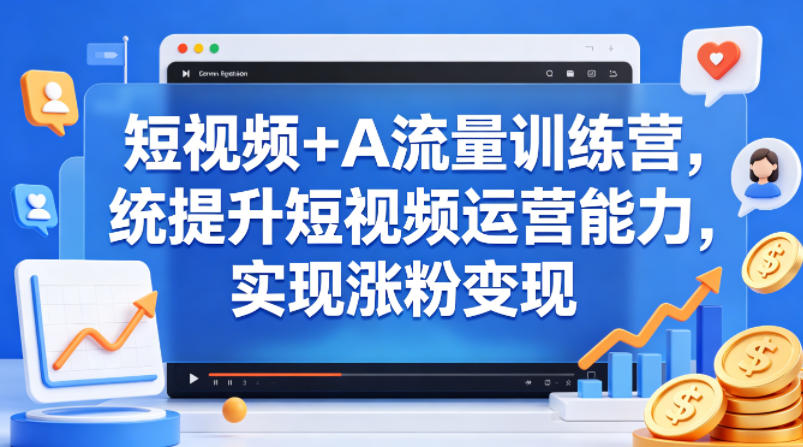 短视频+AI流量训练营，统提升短视频运营能力，实现涨粉变现-紫橙资源网
