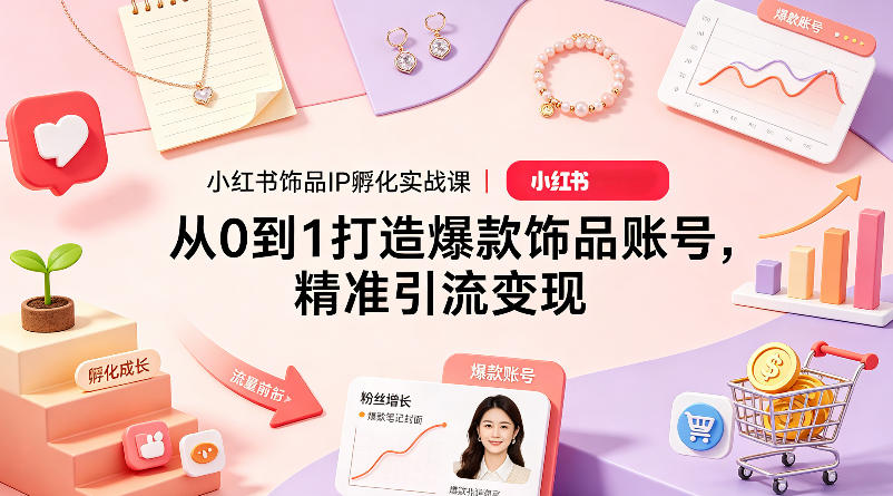 小红书饰品IP孵化实战课｜从0到1打造爆款饰品账号，精准引流变现-紫橙资源网