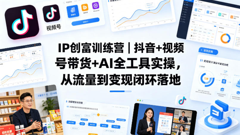IP创富训练营|抖音+视频号带货+AI全工具实操,从流量到变现闭环落地-紫橙资源网