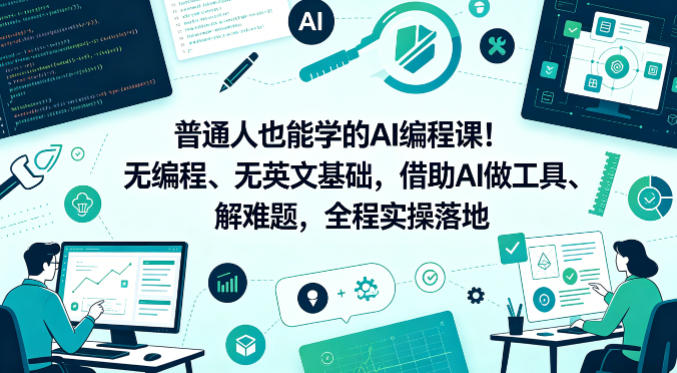普通人也能学的AI编程课！无编程、无英文基础，借助AI做工具、解难题，全程实操落地-紫橙资源网