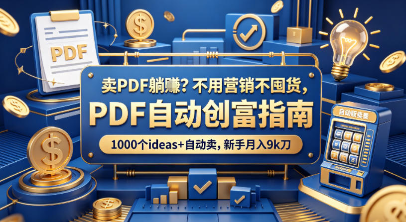 卖PDF躺賺?不用营销不囤货,PDF自动创富指南,1000个ideas+自动卖,新手月入9k刀【原创双语字幕】-紫橙资源网