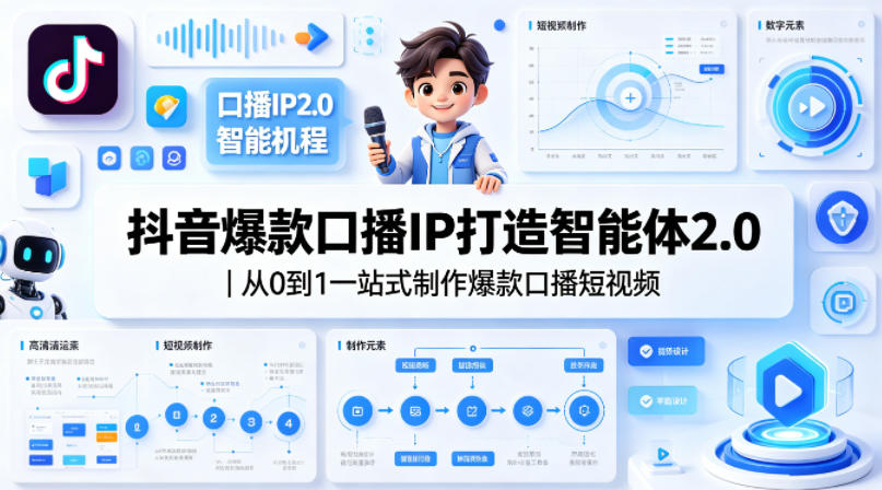 抖音爆款口播IP打造智能体2.0｜从0到1一站式制作爆款口播短视频-紫橙资源网
