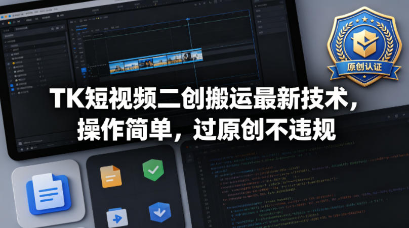 TK短视频二创搬运最新技术，操作简单，过原创不违规-紫橙资源网