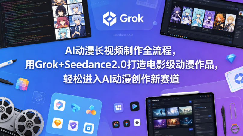 AI动漫长视频制作全流程，用Grok+Seedance2.0打造电影级动漫作品，轻松进入AI动漫创作新赛道-紫橙资源网
