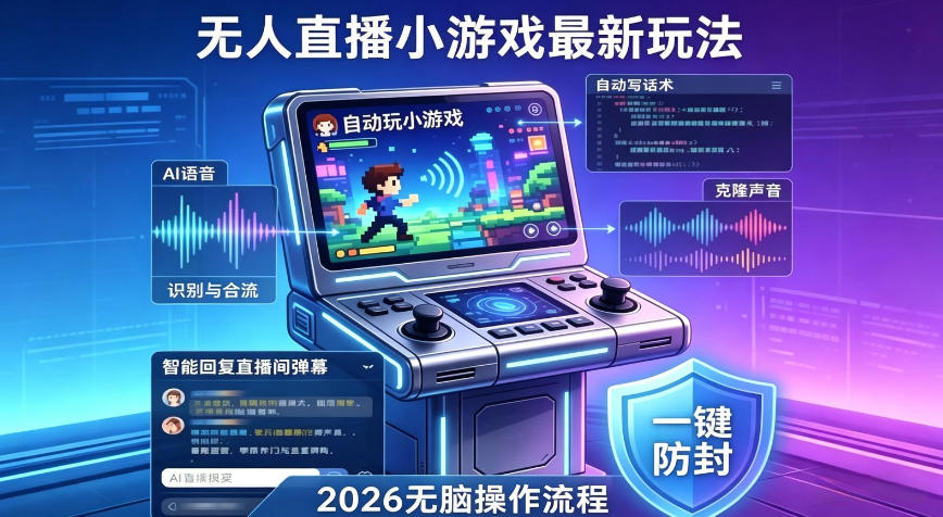 2026年AI无人直播小游戏全流程,不违规不封号,开启创业副业增收之路,小白月入1w+-紫橙资源网