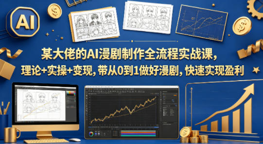 某大佬的AI漫剧制作全流程实战课,理论+实操+变现,带从0到1做好漫剧,快速实现盈利-紫橙资源网