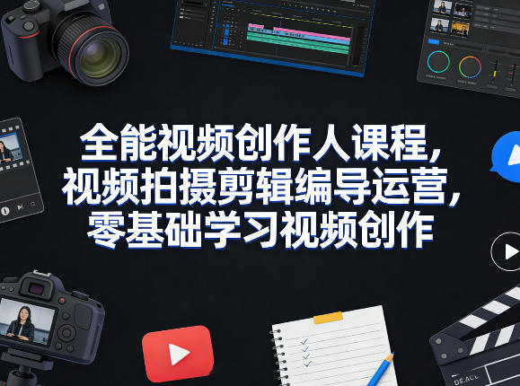 全能视频创作人课程，视频拍摄剪辑编导运营，零基础学习视频创作（更新2026年4月）-紫橙资源网