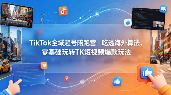 TikTok全域起号陪跑营|吃透海外算法,零基础玩转TK短视频爆款玩法-紫橙资源网