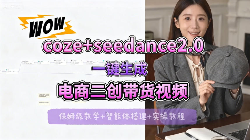 【Coze工作流搭建实操教程】seedance2.0+coze一键生成电商二创带货视频,全流程保姆级教学-紫橙资源网