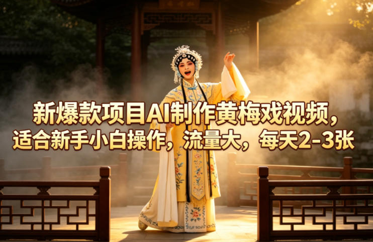 新爆款项目AI制作黄梅戏视频,适合新手小白操作,流量大,每天2-3张-紫橙资源网